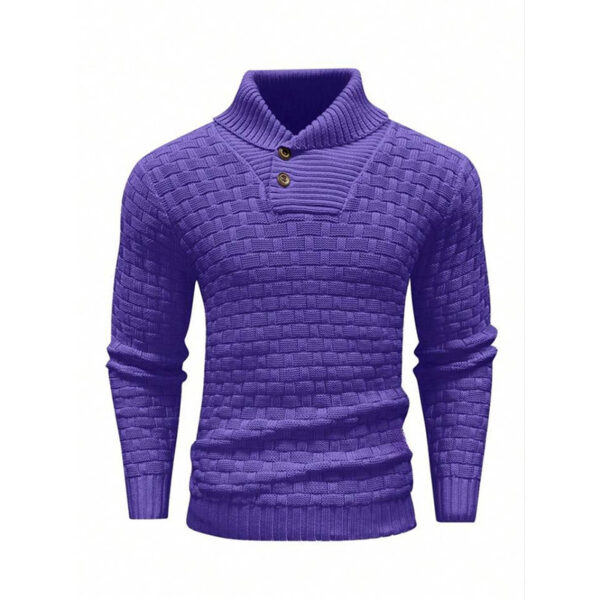 Men's Slim Turtleneck Sweater With Button Design Fashion Casual Solid Color Pullover Top Clothing - Image 3