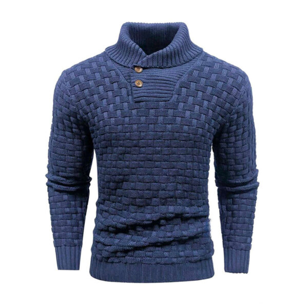 Men's Slim Turtleneck Sweater With Button Design Fashion Casual Solid Color Pullover Top Clothing - Image 6