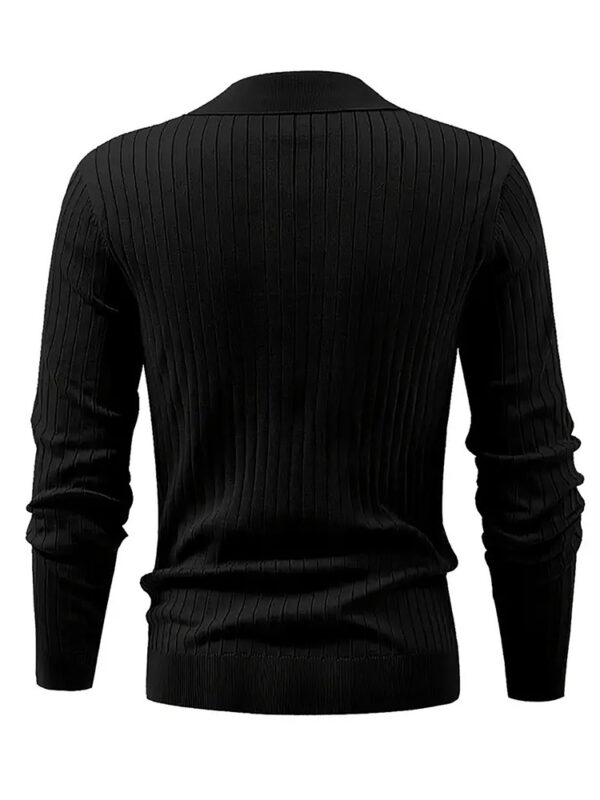 Lapel Texture Stretch Slim Knit Polo Shirt Men Polo Shirt Fashion Waffle Long-sleeved Tops Clothing Casual Comfortable Golf Men's Clothing - Image 7