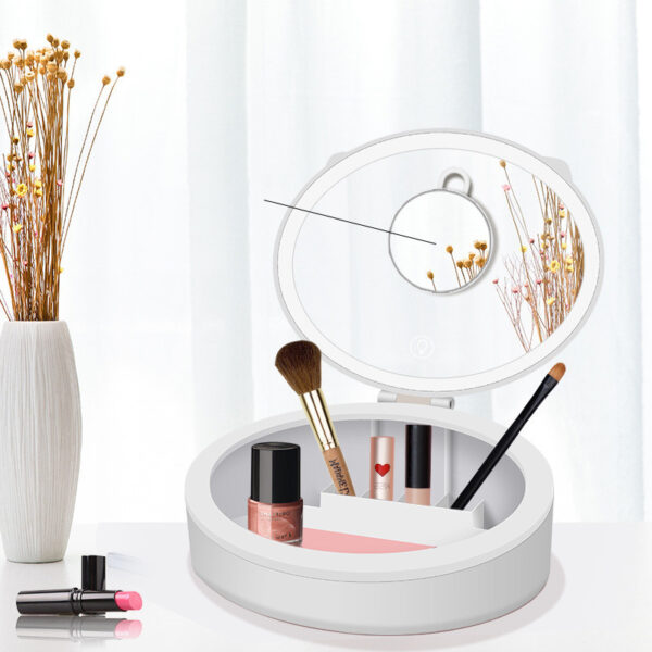 LED Makeup Mirror Desktop Girls Dormitory With Light Storage Box Home Decor - Image 6