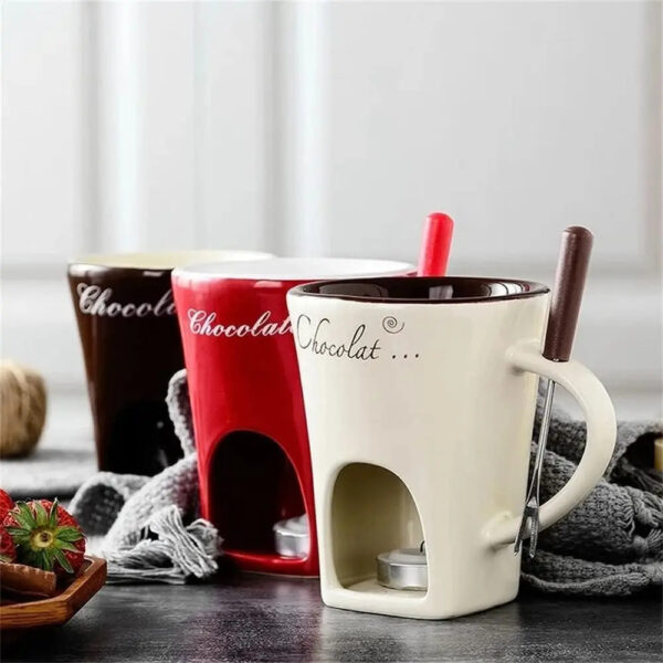 Fondue Mug Set Personal Mini Fondue Pots Chocolate Cheese Ice Cream Fondue Maker Kit Individual Butter Melter Cup Small Warmer Kitchen Gadgets - Image 5