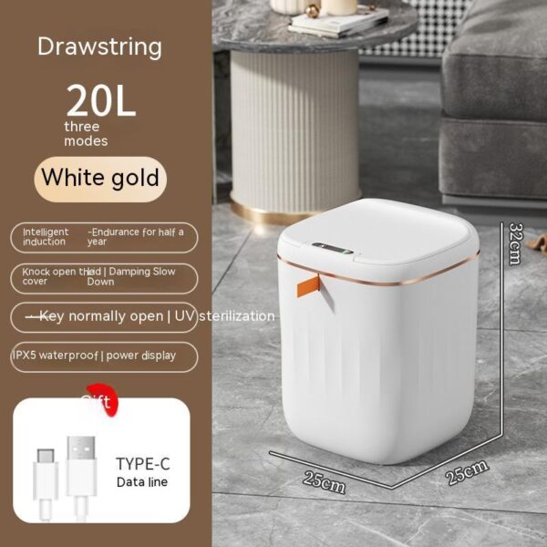 Smart Trash Can With Lid For Bedroom And Living Room Kitchen Storage Box Trash Can Induction Small Car Box Automatic Smart Dustbin Smart Trash Bin - Image 10