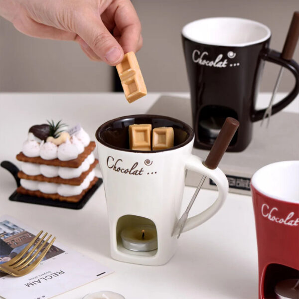 Fondue Mug Set Personal Mini Fondue Pots Chocolate Cheese Ice Cream Fondue Maker Kit Individual Butter Melter Cup Small Warmer Kitchen Gadgets - Image 8